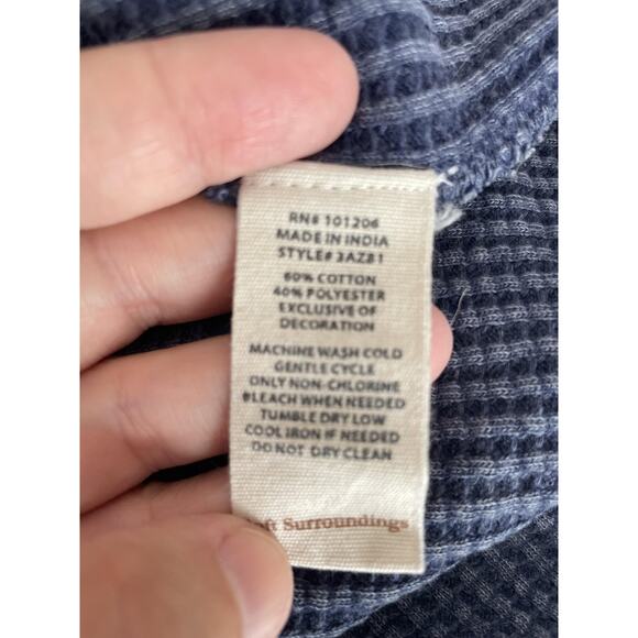 Soft Surroundings Tunic Top Thermal Waffle Knit Long Sleeve Pocket Blue Sz M - Picture 5 of 10